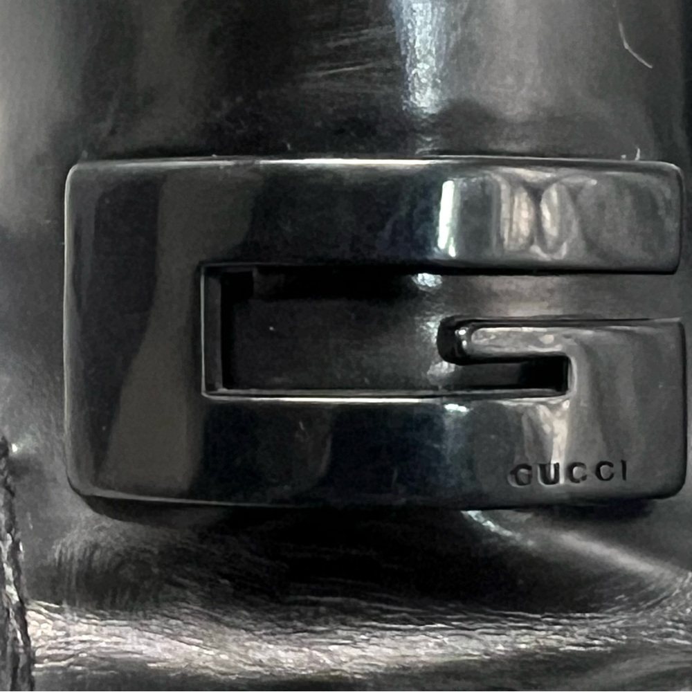 Gucci Vintage 90s Black Leather Interlocking G Slip On Loafer Flats Women’s 6.5 - Picture 13 of 16